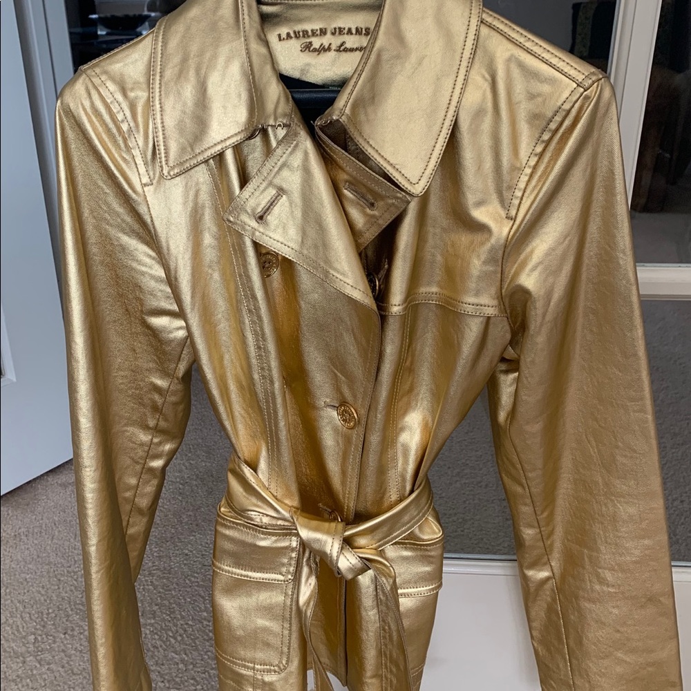 Ralph Lauren gold denim short trench jacket
